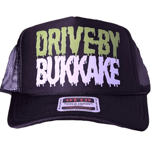 Retro logo black trucker hat - DBB - Drive-By Bukkake - Worcester, MA thrash / grind / death metal band